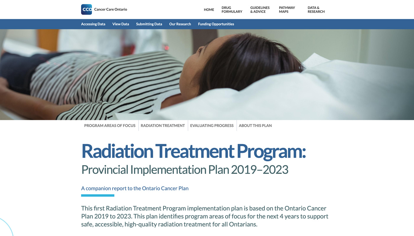 Radiation Treatment Program Implementation Plan 2019–2023 webpage